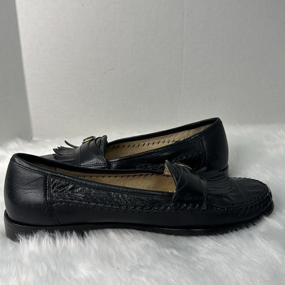 Davinci Imperal Men’s Fringe Leather Monk Strap Black Loafers Made In Italy Sz 9 - Picture 10 of 11